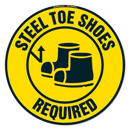 SIGNMISSION Steel Toe Shoes Required 16in Non-Slip Floor Marker, 16" x 16", FD-C-16-99884 FD-C-16-99884